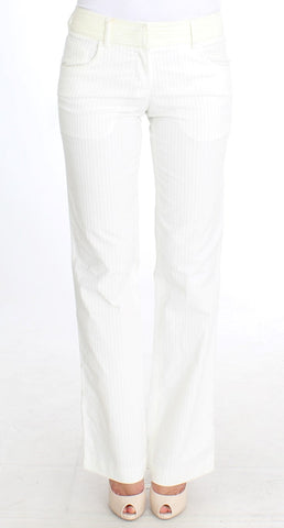 White Striped Straight Fit Pants Ermanno Scervino