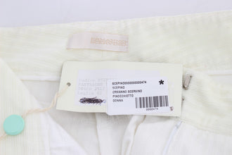 White Striped Straight Fit Pants Ermanno Scervino