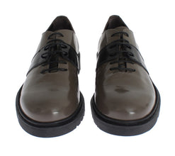 Gray Brown Leather Laceups Shoes AI_