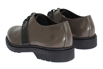 Gray Brown Leather Laceups Shoes AI_