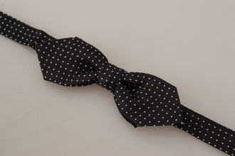 Black White Polka Dot Adjustable Neck Papillon Bow Tie Dolce & Gabbana