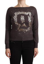 Brown Wool Sequined Long Sleeves Pullover Sweater John Galliano