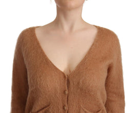 Brown Cardigan V-Neck Long Sleeve Sweater PINK MEMORIES