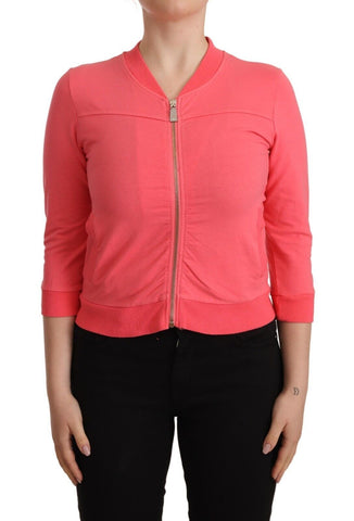 Pink 3/4 Sleeve Zip Embellished Sweater Blumarine