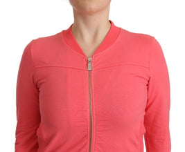 Pink 3/4 Sleeve Zip Embellished Sweater Blumarine