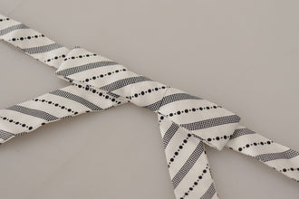 White Black Polka Dot 100% Silk Neck Papillon Bow Tie Dolce & Gabbana