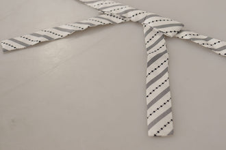 White Black Polka Dot 100% Silk Neck Papillon Bow Tie Dolce & Gabbana