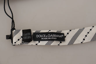 White Black Polka Dot 100% Silk Neck Papillon Bow Tie Dolce & Gabbana
