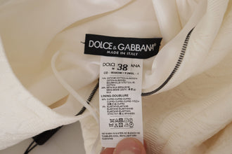 White Jaquard Midi Floral Sheath Brocade Dress Dolce & Gabbana
