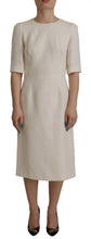 White Jaquard Midi Floral Sheath Brocade Dress Dolce & Gabbana