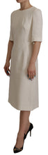 White Jaquard Midi Floral Sheath Brocade Dress Dolce & Gabbana