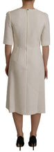 White Jaquard Midi Floral Sheath Brocade Dress Dolce & Gabbana