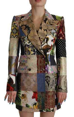 Multicolor Double-Breasted Patchwork Jacquard Blazer Jacket Dolce & Gabbana