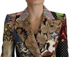Multicolor Double-Breasted Patchwork Jacquard Blazer Jacket Dolce & Gabbana