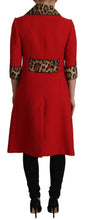 Red Leopard Wool Trenchcoat Jacket Dolce & Gabbana