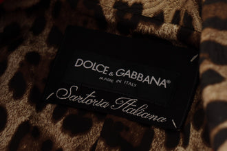 Red Leopard Wool Trenchcoat Jacket Dolce & Gabbana