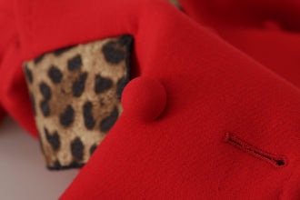 Red Leopard Wool Trenchcoat Jacket Dolce & Gabbana
