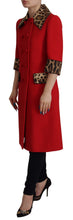 Red Leopard Wool Trenchcoat Jacket Dolce & Gabbana