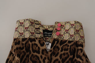 Brown Leopard Gold Jacquard High Waist Pants Dolce & Gabbana
