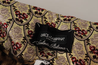 Brown Leopard Gold Jacquard High Waist Pants Dolce & Gabbana
