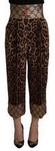 Brown Leopard Gold Jacquard High Waist Pants Dolce & Gabbana