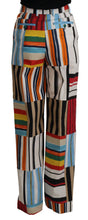 Multicolor Striped High Waist Cotton Pants Dolce & Gabbana