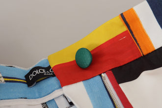 Multicolor Striped High Waist Cotton Pants Dolce & Gabbana