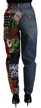 Blue Jeans Jacquard Majolica High Waist Pants Dolce & Gabbana