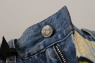 Blue Jeans Jacquard Majolica High Waist Pants Dolce & Gabbana