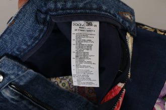 Blue Jeans Jacquard Majolica High Waist Pants Dolce & Gabbana