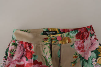 Beige Floral Dress Formal High Waist Pants Dolce & Gabbana