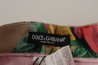Beige Floral Dress Formal High Waist Pants Dolce & Gabbana