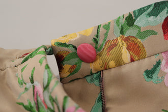 Beige Floral Dress Formal High Waist Pants Dolce & Gabbana
