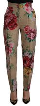 Beige Floral Dress Formal High Waist Pants Dolce & Gabbana