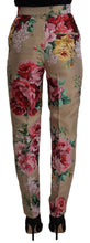Beige Floral Dress Formal High Waist Pants Dolce & Gabbana