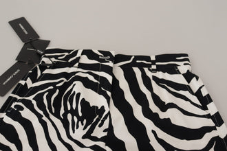 Black White Cotton Stretch Hot Pants Shorts Dolce & Gabbana