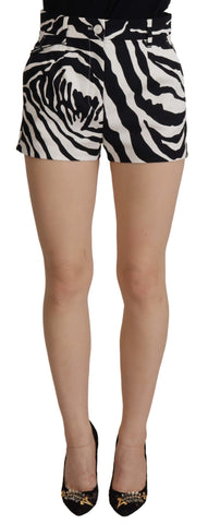 Black White Cotton Stretch Hot Pants Shorts Dolce & Gabbana