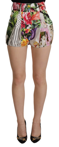 Multicolor High Waist Hot Pants Shorts Dolce & Gabbana