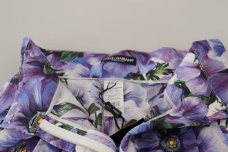 Purple Anemone High Waist Hot Pants Shorts Dolce & Gabbana