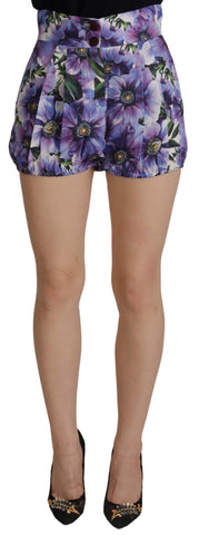 Purple Anemone High Waist Hot Pants Shorts Dolce & Gabbana