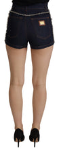 Blue Denim Stretch Crystal Hot Pants Shorts Dolce & Gabbana