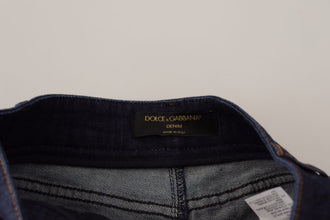 Blue Denim Stretch Crystal Hot Pants Shorts Dolce & Gabbana
