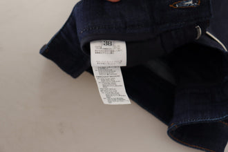 Blue Denim Stretch Crystal Hot Pants Shorts Dolce & Gabbana