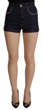 Blue Denim Stretch Crystal Hot Pants Shorts Dolce & Gabbana