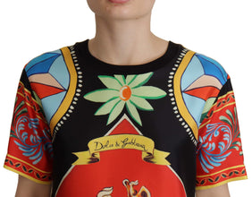 Multicolor Soldier Carretto Silk Top  T-shirt Dolce & Gabbana