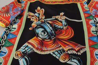 Multicolor Soldier Carretto Silk Top  T-shirt Dolce & Gabbana
