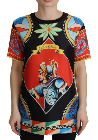 Multicolor Soldier Carretto Silk Top  T-shirt Dolce & Gabbana
