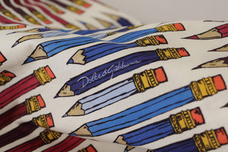 White Pencil Print Cotton T-shirt Blouse Dolce & Gabbana