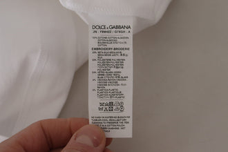White DG Crown Floral Sequin T-shirt Dolce & Gabbana