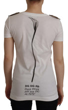 White Black Roses Crewneck Cotton  T-shirt Dolce & Gabbana